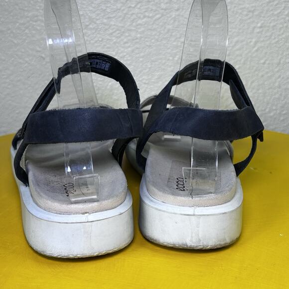 Ecco Flowt 2 Black & Gray Leather Strappy Slip On Comfort Sandals Women’s 10 41 - Picture 5 of 12